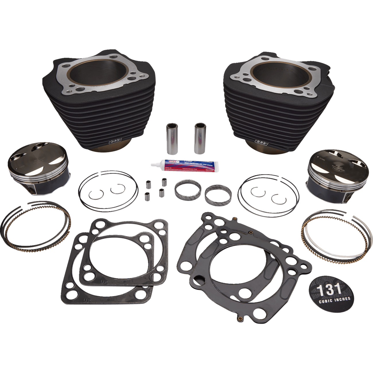 S&S CYCLE Cylinder & Piston Kit 131" Wrinkle Black with Non-Highlighted Fins M8