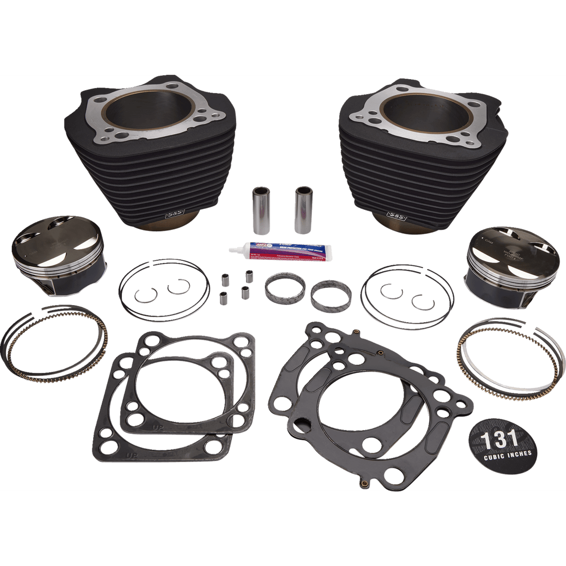 S&S CYCLE Cylinder & Piston Kit 131" Wrinkle Black with Non-Highlighted Fins M8