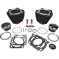 S&S CYCLE Cylinder & Piston Kit 131" Wrinkle Black with Non-Highlighted Fins M8