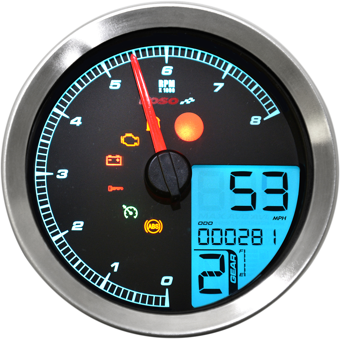 KOSO NORTH AMERICA Multi-Function Speedometer/Tachometer HD-04 Chrome BA051201