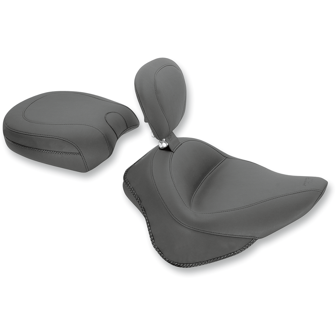 MUSTANG Wide Solo Seat With Backrest Vintage Black Smooth 79742