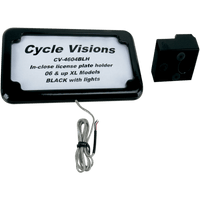 CYCLE VISIONS Horizontal License Plate Mount with Light '05+ XL Black CV4604BLH