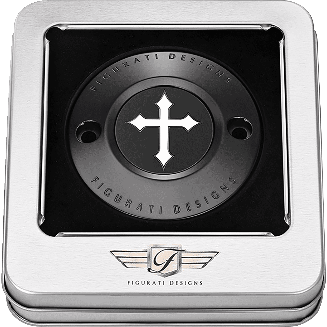 FIGURATI DESIGNS Timing Cover 2 Hole Cross Black FD41TC2HBLK