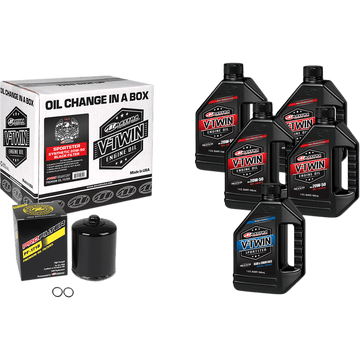 MAXIMA RACING OIL Sportster Synthetic 20W-50 Oil Change Kit Black Filter 90119015PB