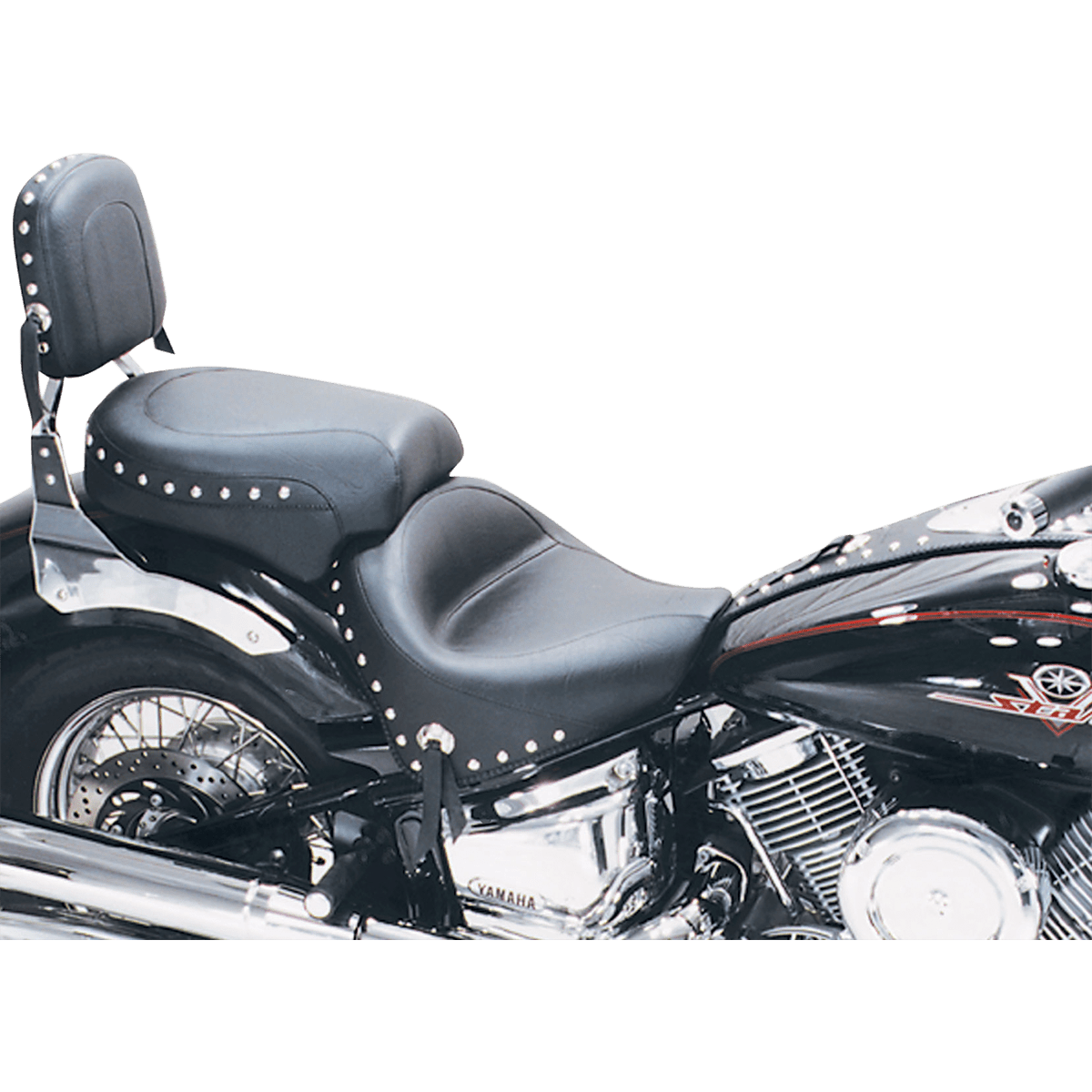 MUSTANG Seat Wide Touring Without Backrest Two-Piece Chrome Studded Black w/Conchos X1100C 75910