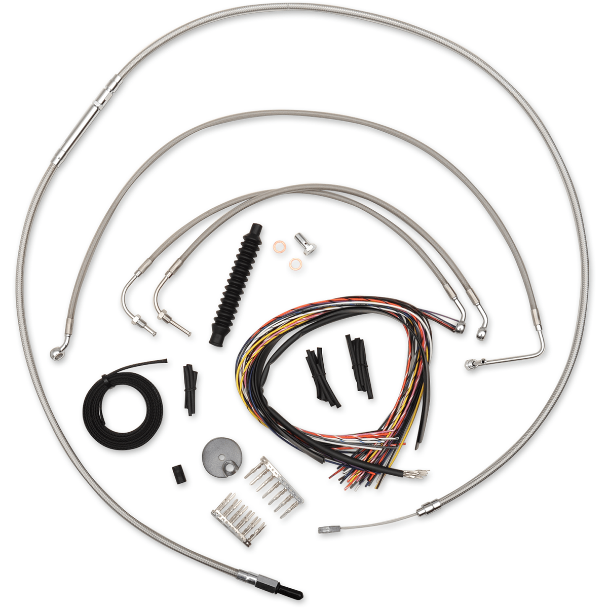 LA CHOPPERS Handlebar Cable/Brake Line Kit Complete 12" 14" Handlebars Stainless LA8011KT2B13