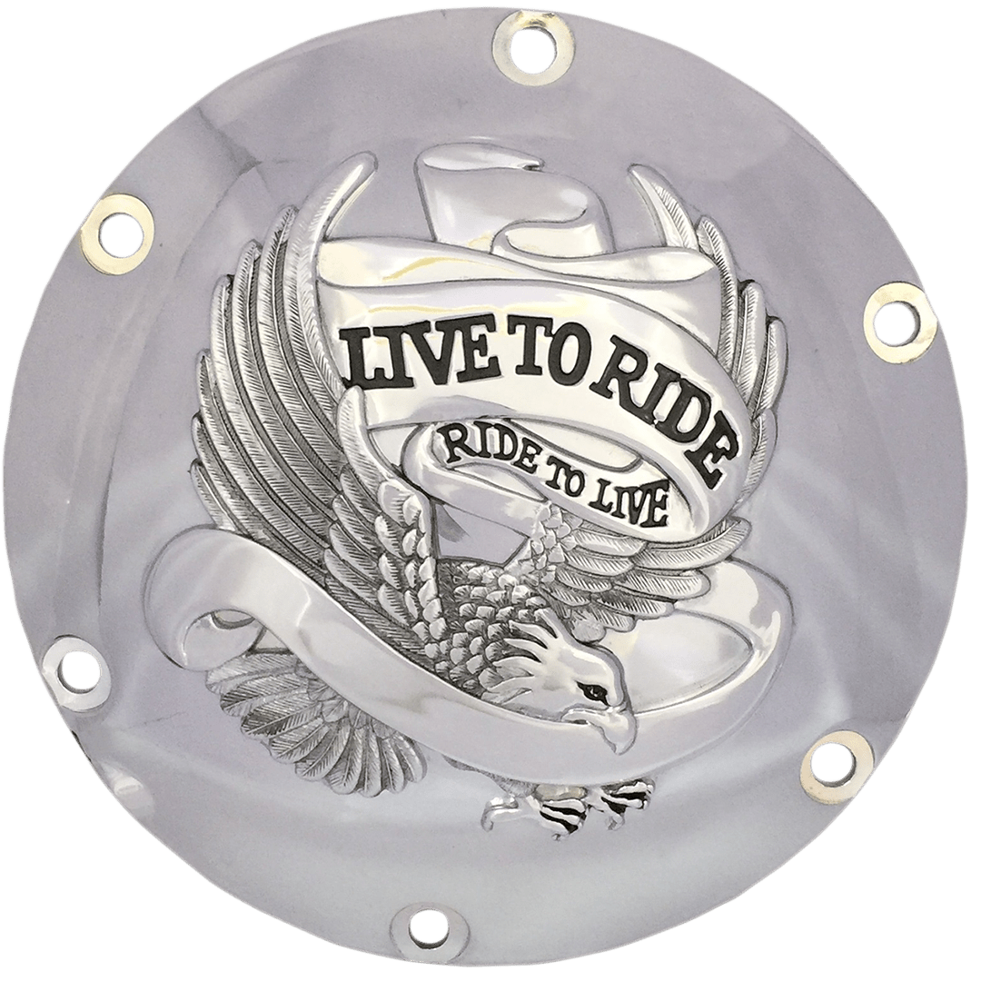 DRAG SPECIALTIES Live to Ride Derby Cover 6-Hole Chrome