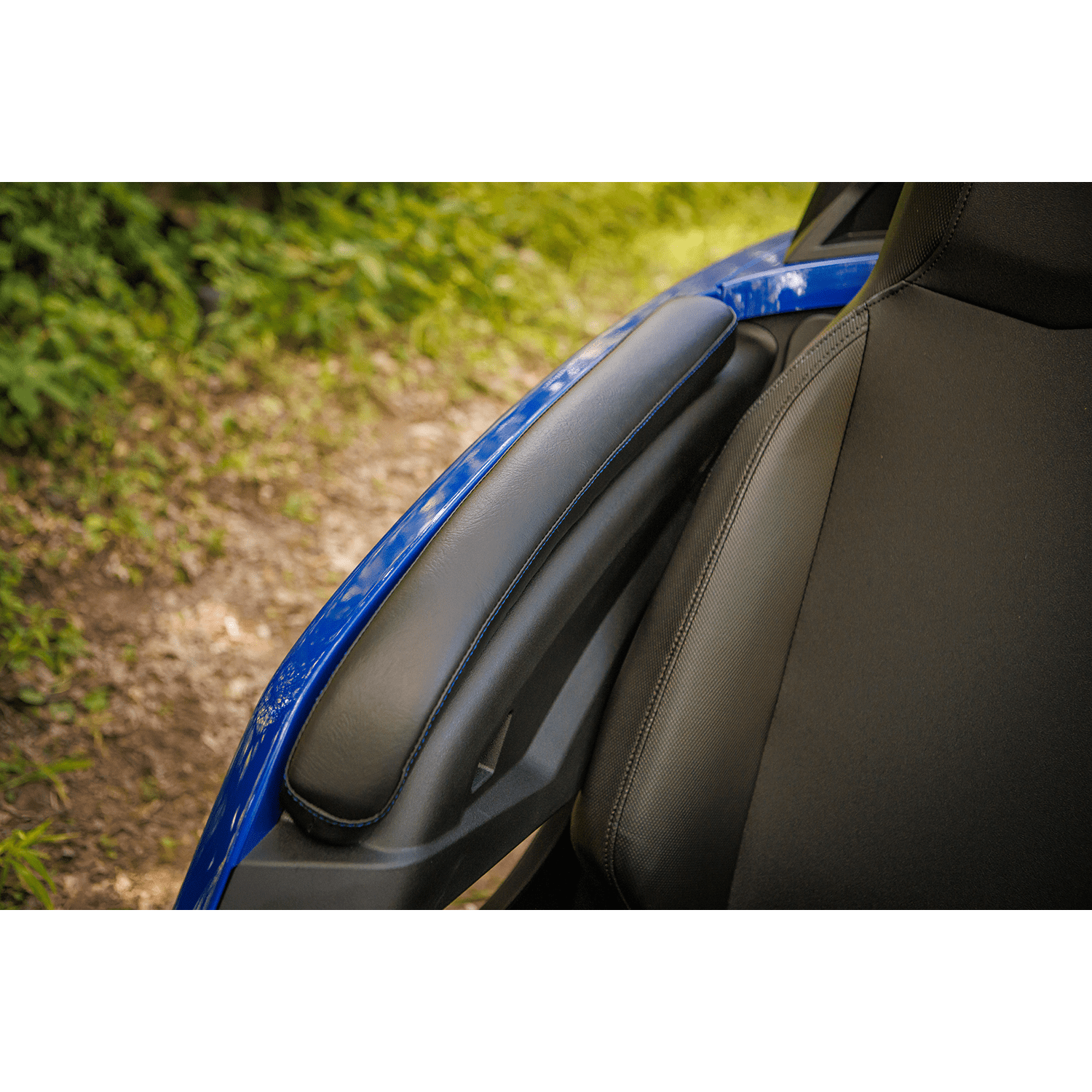 SHOW CHROME Kaliber Armrest Pads Black w/ Blue Stitching Slingshot '15-'22 H441BLUE