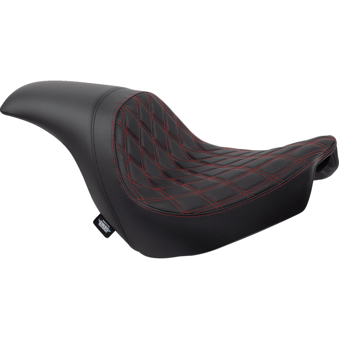 DRAG SPECIALTIES Predator Seat Double Diamond w/ Red Sitching Vinyl FLSB/FXLR '18-'23