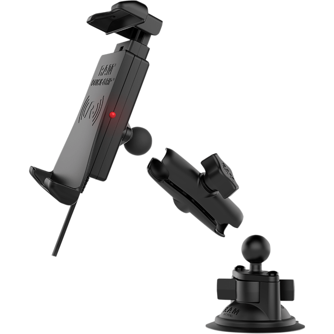 RAM MOUNTS Device Holder Quick-Grip™ Charging Wireless Waterproof Suction Cup Mount RAMB166UN14W