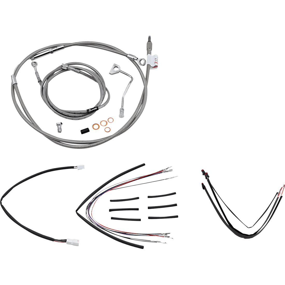 BURLY BRAND Handlebar Cable/Brake Line Kit Complete 16" Ape Hanger Handlebars Stainless Steel