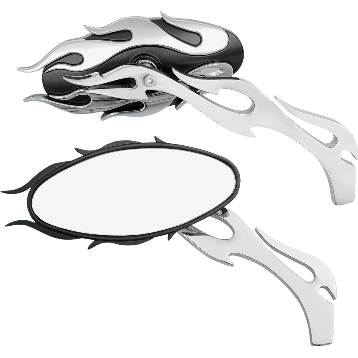 DRAG SPECIALTIES Flame Oval Mirror Black/Chrome