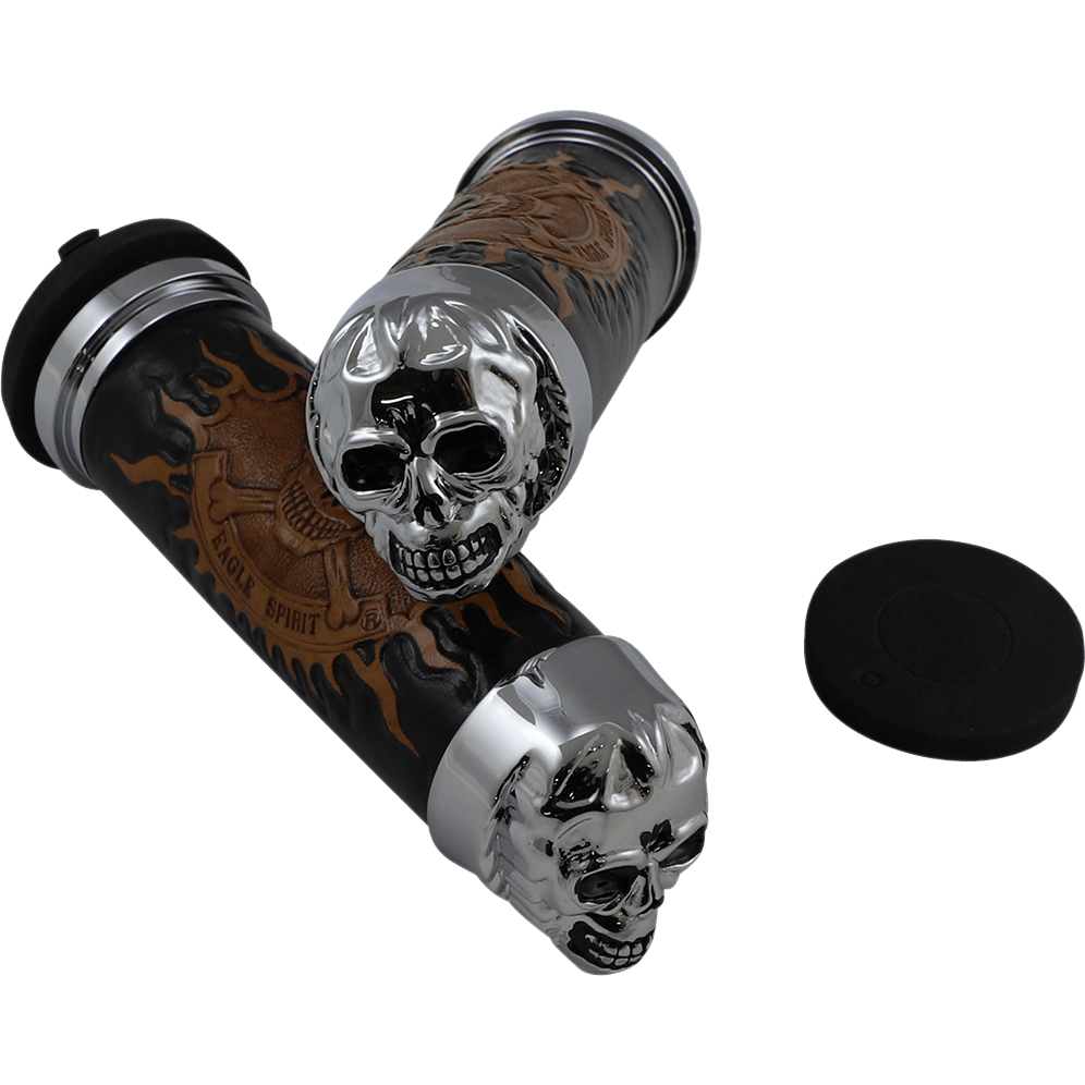 DRAG SPECIALTIES Grips Skull Grips Plain Eyes Chrome