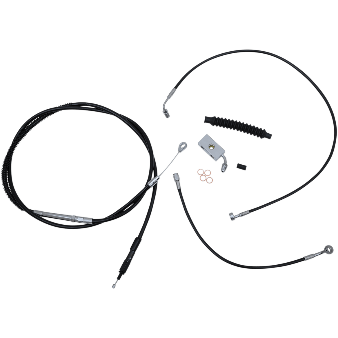 LA CHOPPERS Handlebar Cable/Brake Line Kit Complete 12" 14" Handlebars Black Vinyl LA8152KT13B