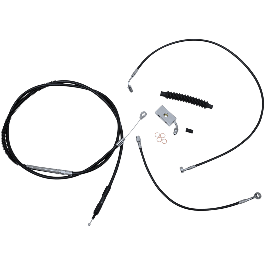 LA CHOPPERS Handlebar Cable/Brake Line Kit Complete 12" 14" Handlebars Black Vinyl LA8152KT13B