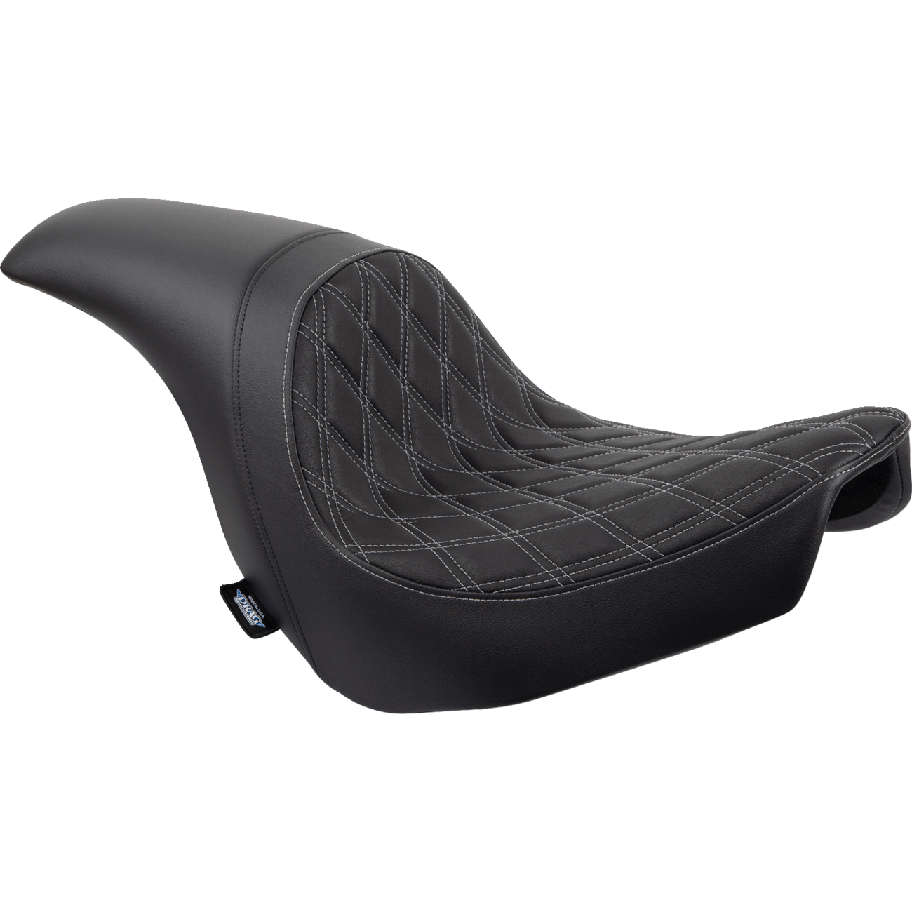 DRAG SPECIALTIES Predator Seat Double Diamond w/ Silver Sitching Vinyl FLSB/FXLR '18-'23