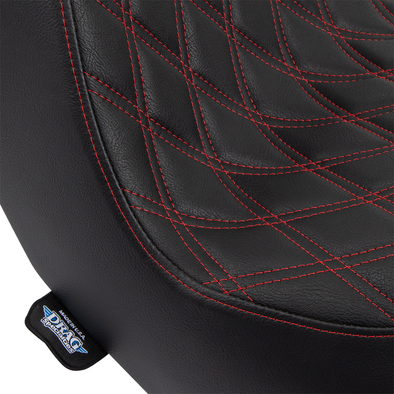 DRAG SPECIALTIES Predator III Seat Double Diamond Black w/ Red Stitching FL/FX '18-'22