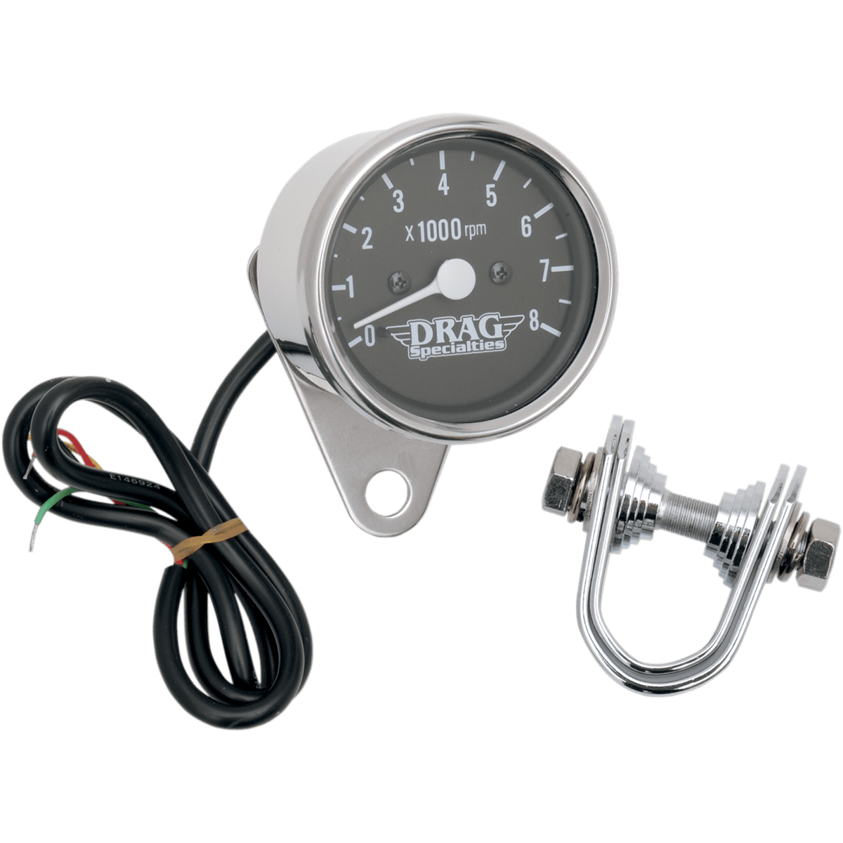 DRAG SPECIALTIES 2.4" Mini Electronic Tach Stainless Steel Housing Backlit LED Black Face