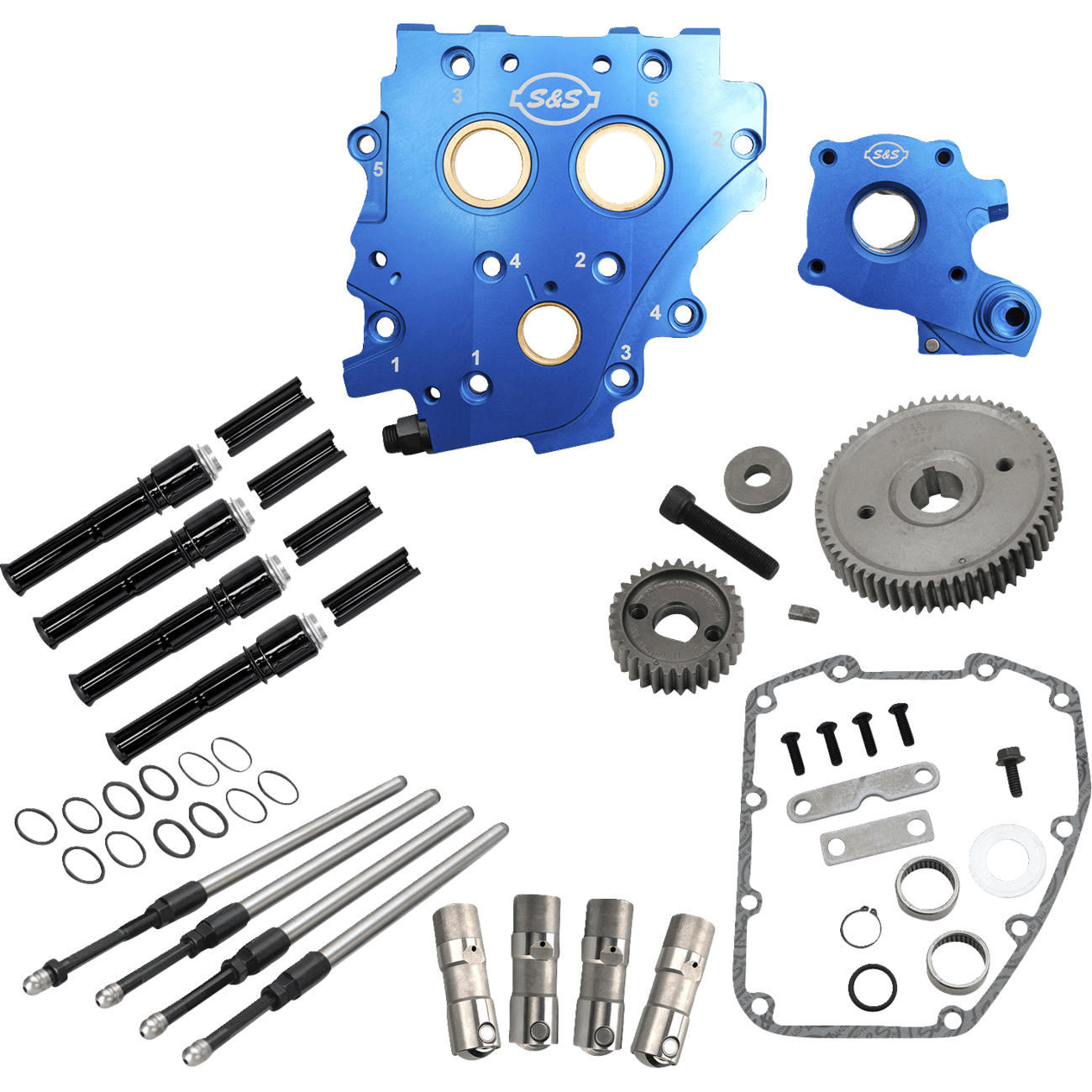 S&S CYCLE Cam Chest Kit without Cams Gear Drive Oil Cooled Black Pushrods Twin Cam 3101268