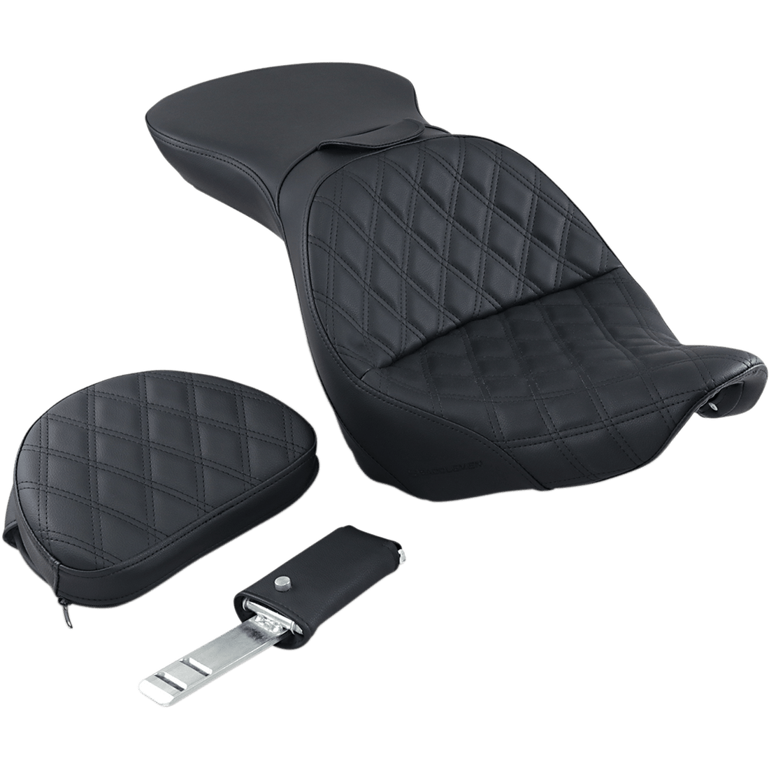 SADDLEMEN Explorer Seat With Backrest Lattice Stitched Black FXST 80612030LS