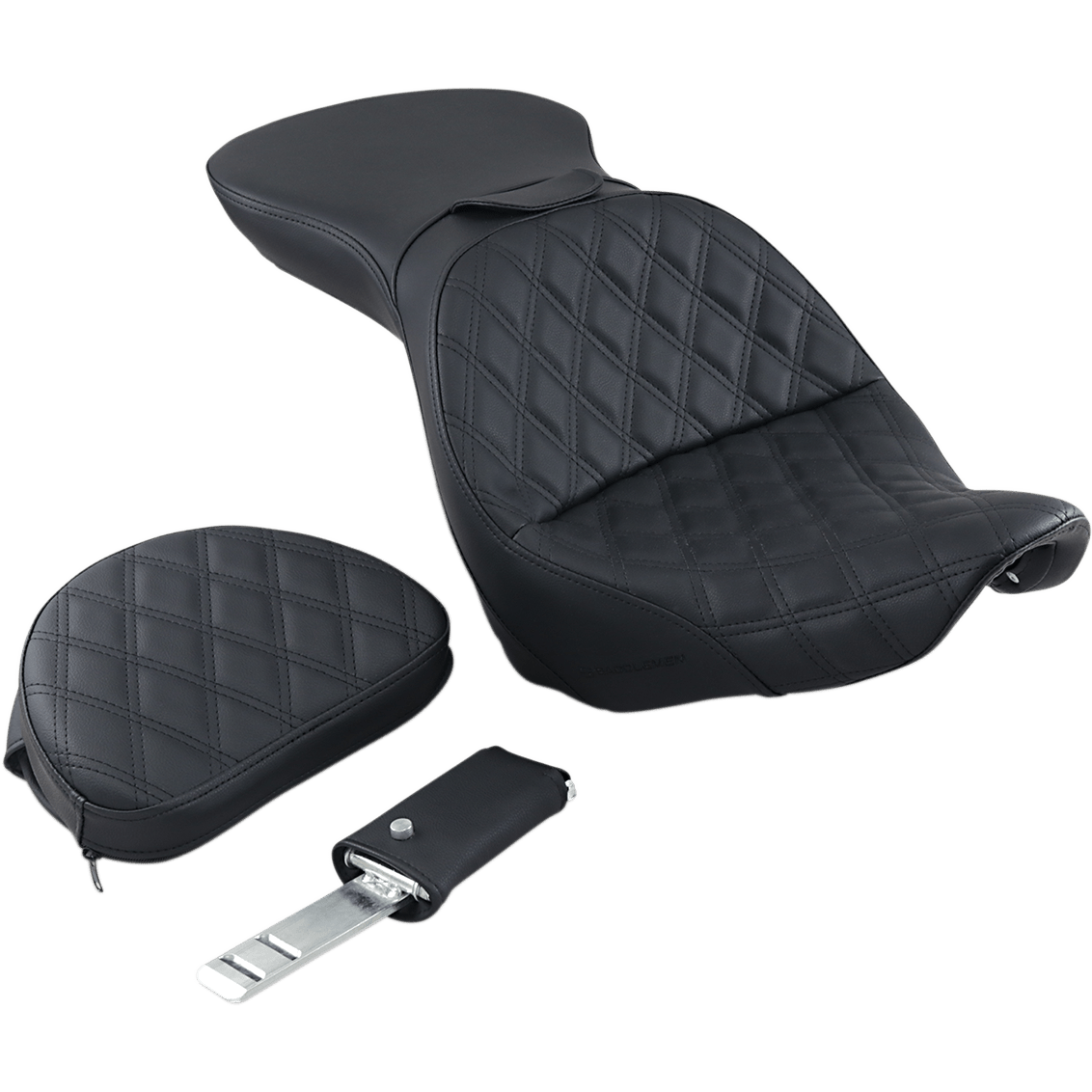 SADDLEMEN Explorer Seat With Backrest Lattice Stitched Black FXST 80612030LS