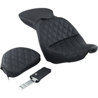 SADDLEMEN Explorer Seat With Backrest Lattice Stitched Black FXST 80612030LS