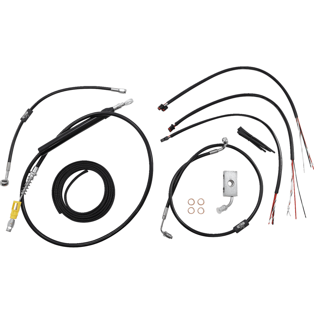 LA CHOPPERS Handlebar Cable/Brake Line Kit Quick Connect Complete 15" 17" Handlebars Black LA8155KT216B