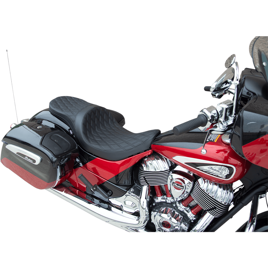 DRAG SPECIALTIES Low Profile Touring Seat Double Diamond w/ Black Stitching Indian '14-'22