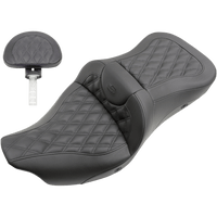 SADDLEMEN Roadsofa™ Seat Heated Full Lattice Stitch with Backrest Black '09-'23 FLHTCUTG 80807B182TBRH