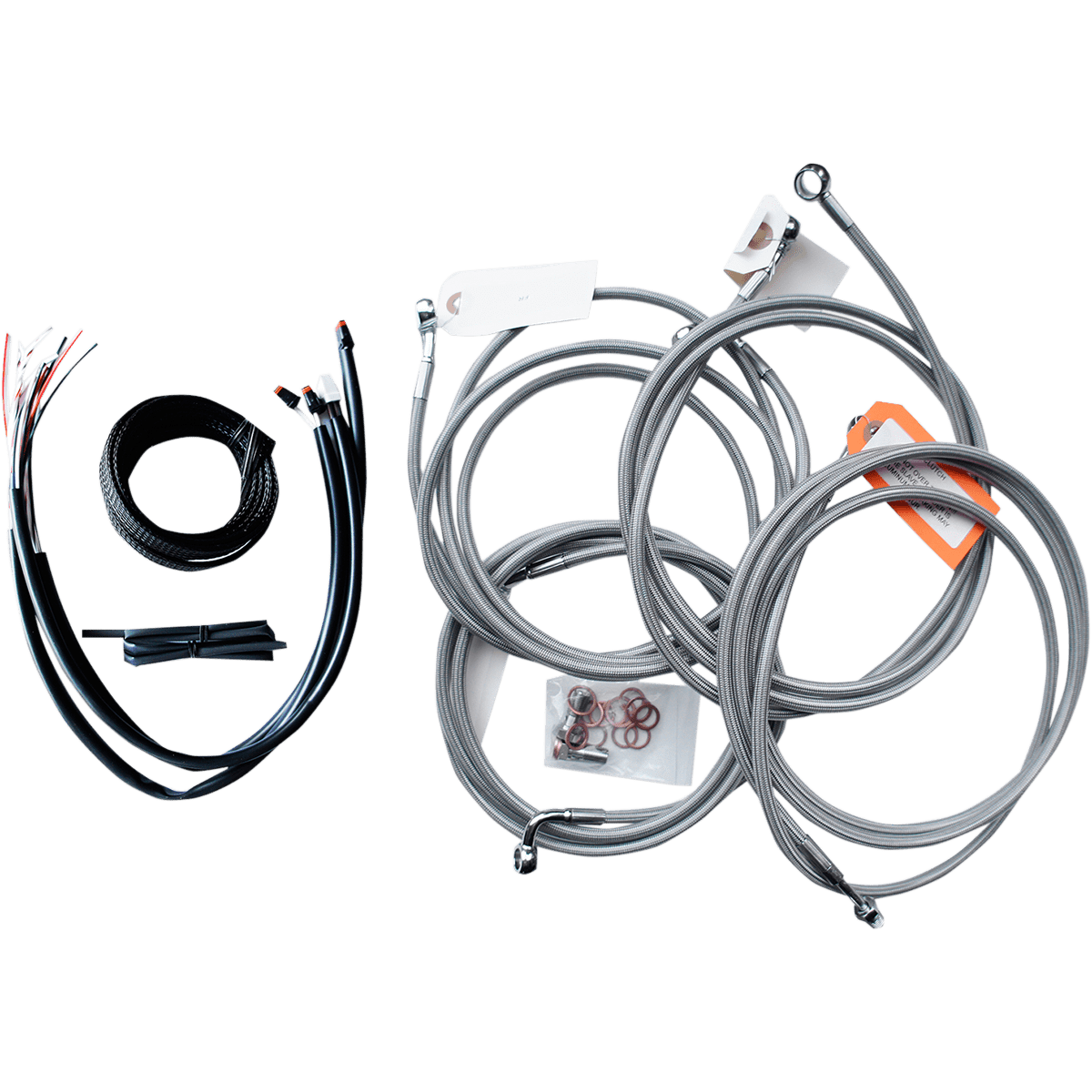 LA CHOPPERS Handlebar Cable/Brake Line Kit Complete 12" 14" Handlebars Stainless LA8053KT213