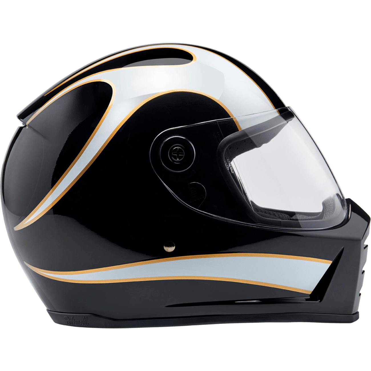 BILTWELL Lane Splitter Helmet Gloss Black/White Flames Medium 1004570503