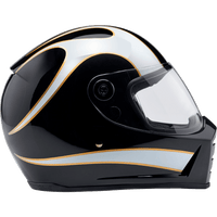 BILTWELL Lane Splitter Helmet Gloss Black/White Flames Medium 1004570503