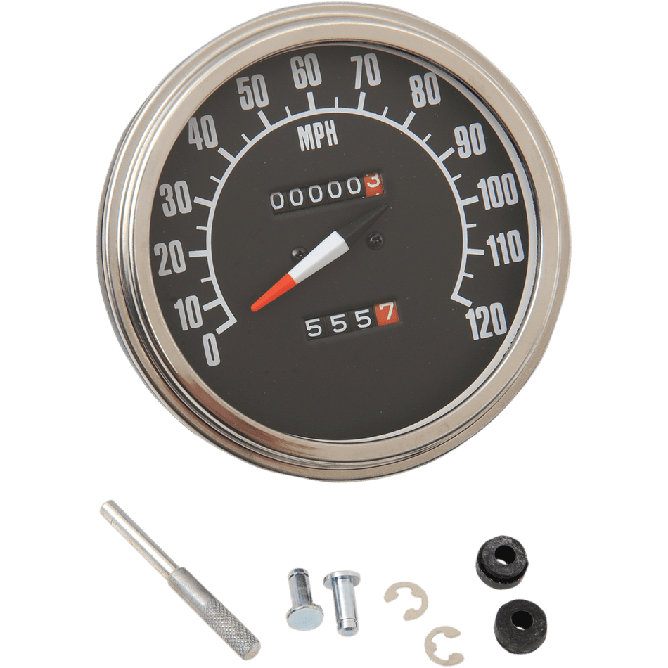 DRAG SPECIALTIES 5" MPH FL-Style 1:1 Speedometer '68-'84 Black Face