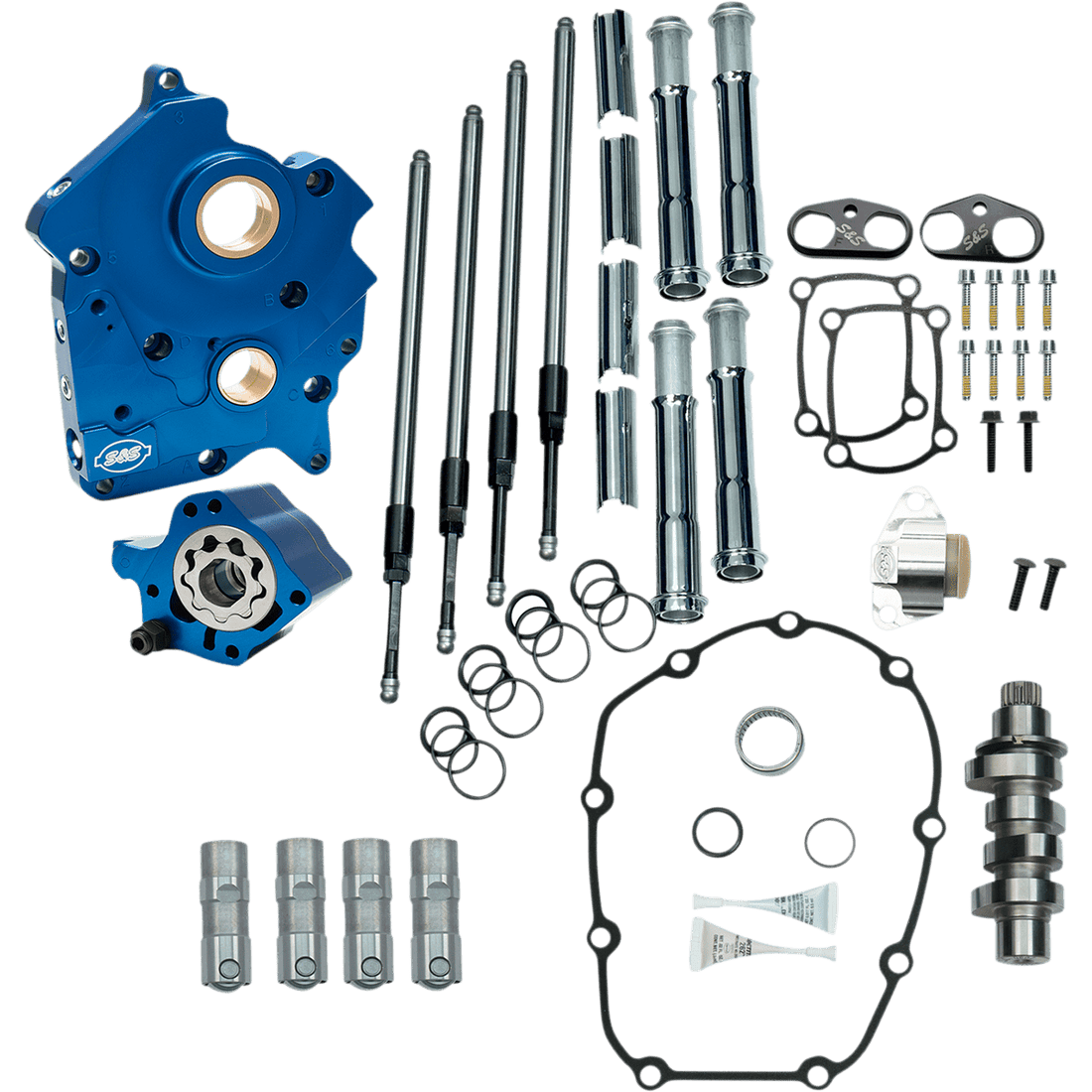 S&S CYCLE Cam Chest Kit with Plate Chain Drive Oil Cooled 475 Cam Chrome Pushrods M8 3101004B