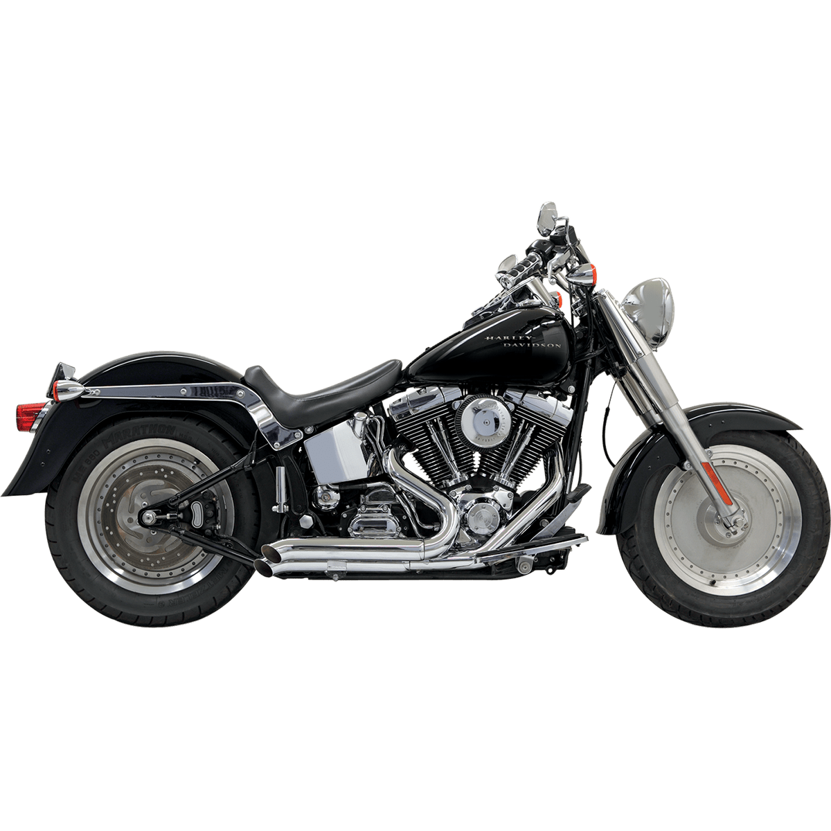 BASSANI XHAUST Pro Street Exhaust Chrome Turn Out '86-'17 Softail 1S24D