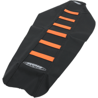 SDG 6-Ribbed Seat Cover Orange Ribs/Black Top/Black Sides