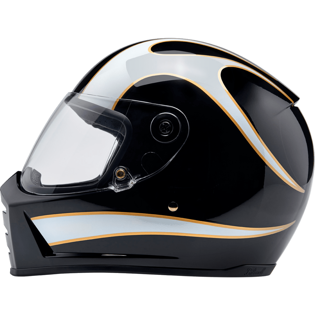 BILTWELL Lane Splitter Helmet Gloss Black/White Flames Medium 1004570503