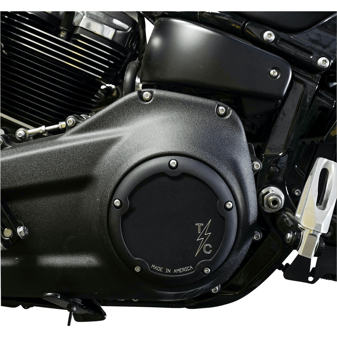 THRASHIN SUPPLY CO. Derby Cover Black Dished M8 Softail