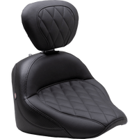 MUSTANG Solo Touring Seat w/ Driver Backrest Black Diamond Stitch Chief '22-'23 89740