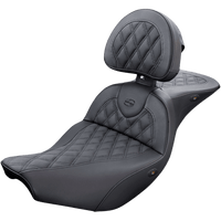 SADDLEMEN Roadsofa™ Seat With Backrest Full Lattice Stitch Heated Black Indian I1407182BRHCT