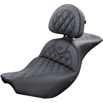 SADDLEMEN Roadsofa™ Seat With Backrest Full Lattice Stitch Heated Black Indian I1407182BRHCT