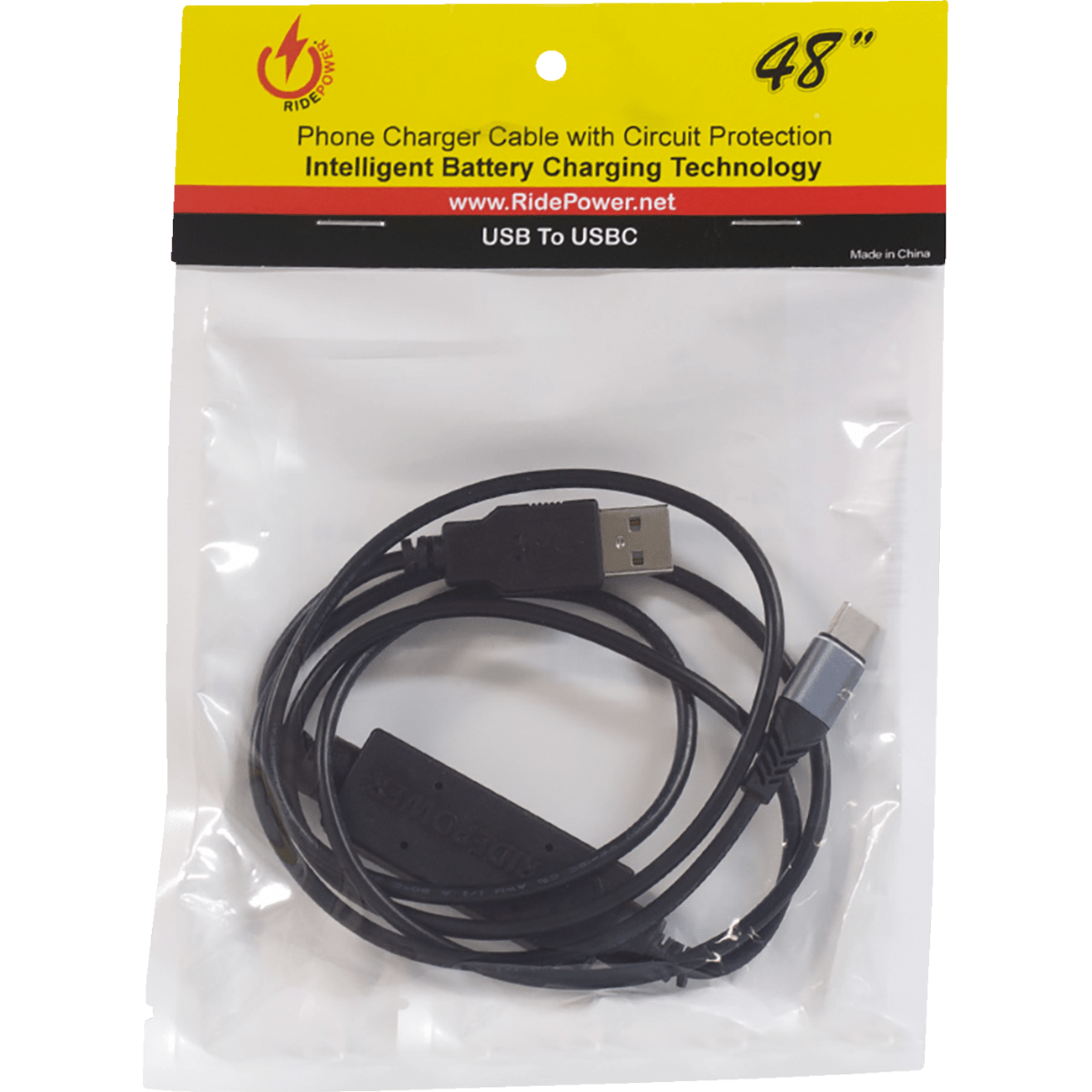 RidePower USB to USB-C Cable Charger Single-End 4'