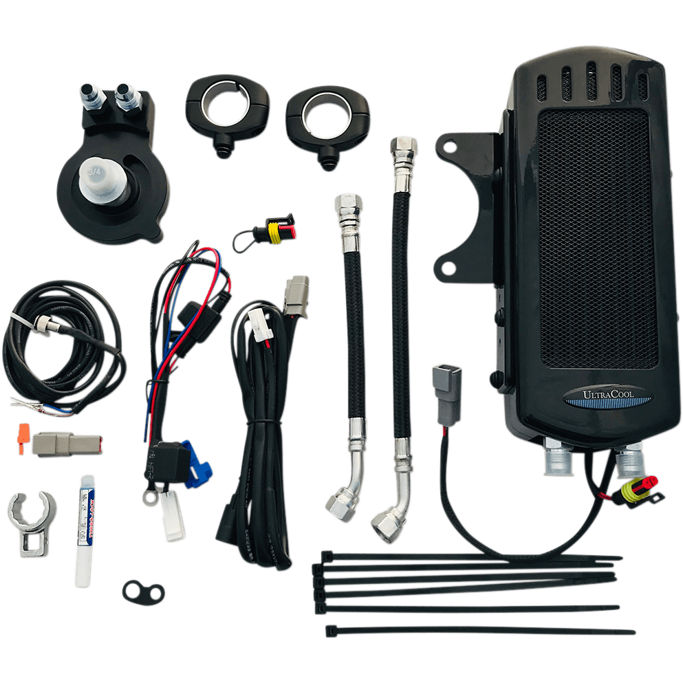 ULTRACOOL Side Mount Oil Cooler Kit Gloss Black Sportster SMSP1G