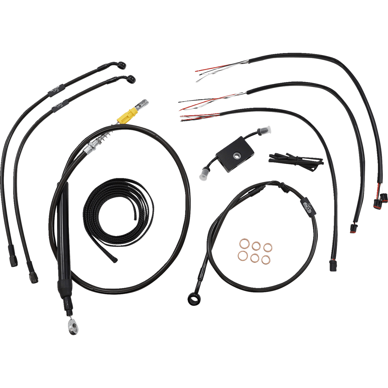 LA CHOPPERS Handlebar Cable/Brake Line Kit Quick Connect Complete 12" 14" Handlebars Midnight LA8157KT213M