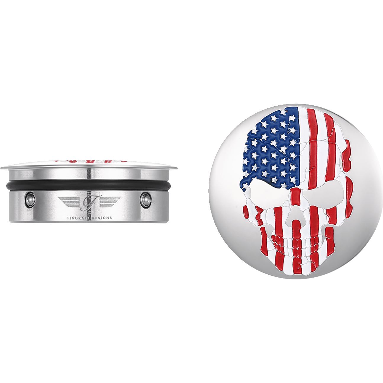 FIGURATI DESIGNS Swing Arm Covers Red/White/Blue Flag Skull FD24AFSKULLSS