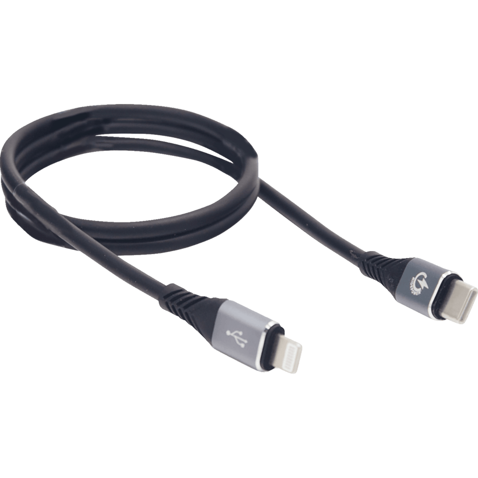 RidePower Male USB-C to Male Lightning Cable Phone Charger 24" Black