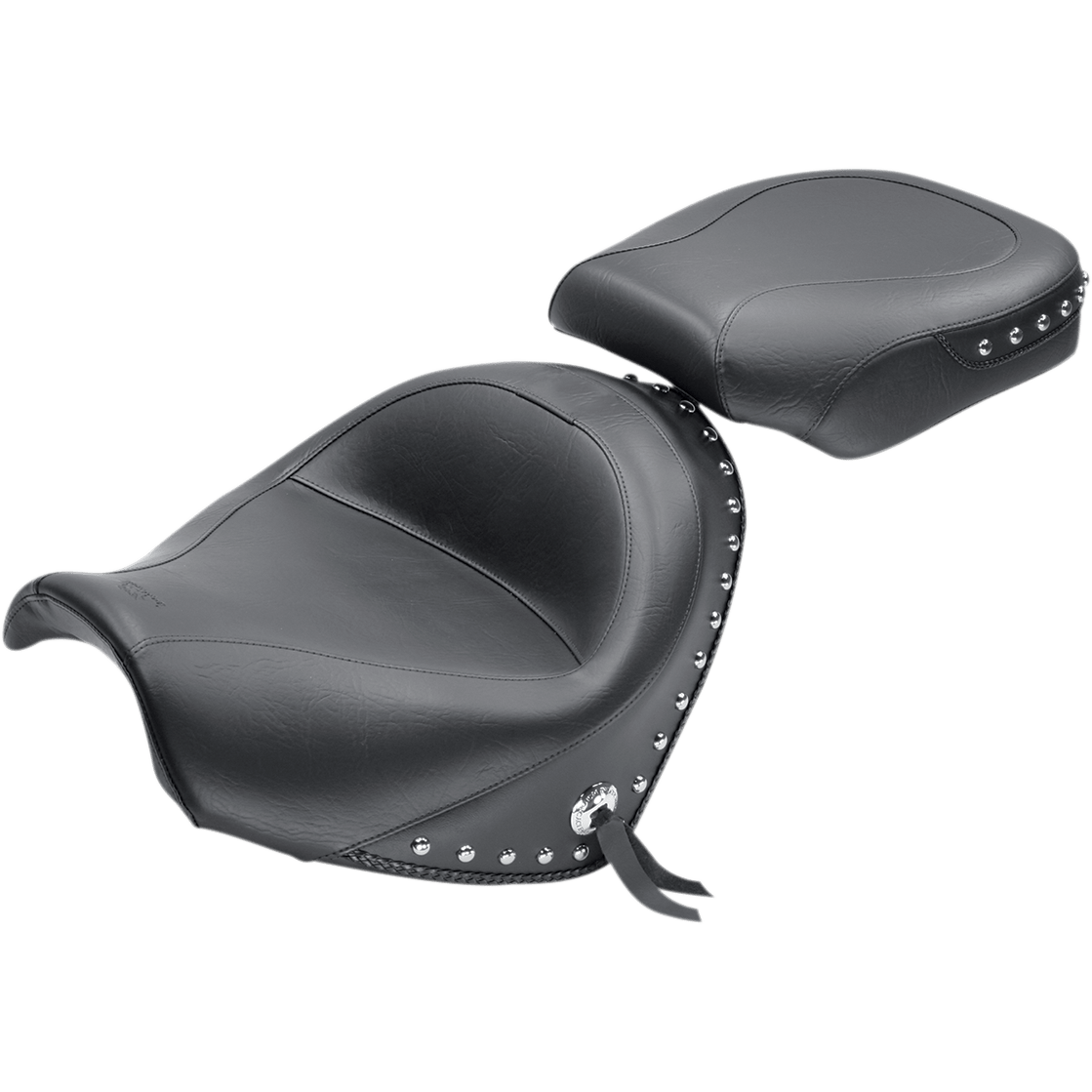 MUSTANG Seat Wide Touring Without Backrest Two-Piece Chrome Studded Black w/Conchos Suzuki 76060