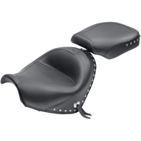 MUSTANG Seat Wide Touring Without Backrest Two-Piece Chrome Studded Black w/Conchos Suzuki 76060