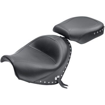 MUSTANG Seat Wide Touring Without Backrest Two-Piece Chrome Studded Black w/Conchos Suzuki 76060