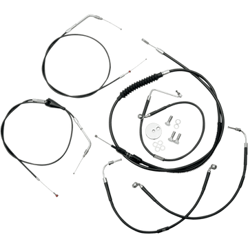 LA CHOPPERS Handlebar Cable/Brake Line Kit 18" 20" Ape Hanger Handlebars Black Vinyl LA8006KT19B